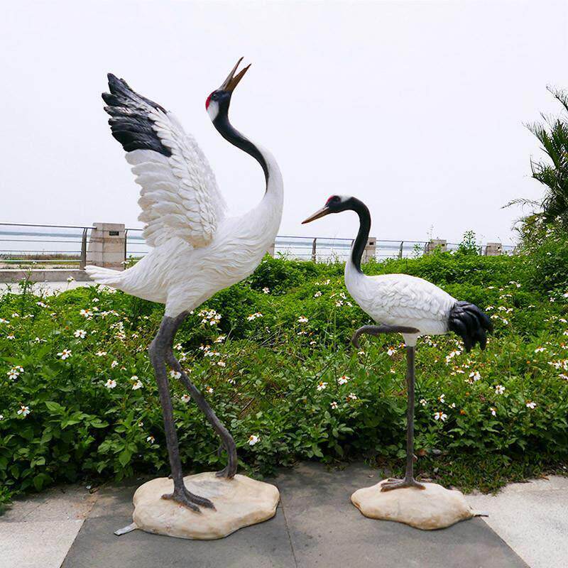 彷真仙鹤摆件丹顶鹤雕塑景区假山水池造景庭院别墅公园户外装饰大