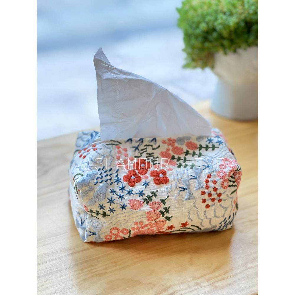 重工刺绣纸巾袋客厅餐巾盒车载布艺抽纸收纳袋双层立体皆川明风,收纳整理,纸巾套,淘宝优惠券,粉丝福利购,淘宝优惠卷