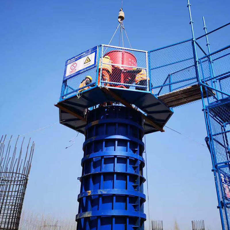 高架桥梁施工墩柱防护平台 圆柱墩组装式安全梯笼 墩柱施工平台