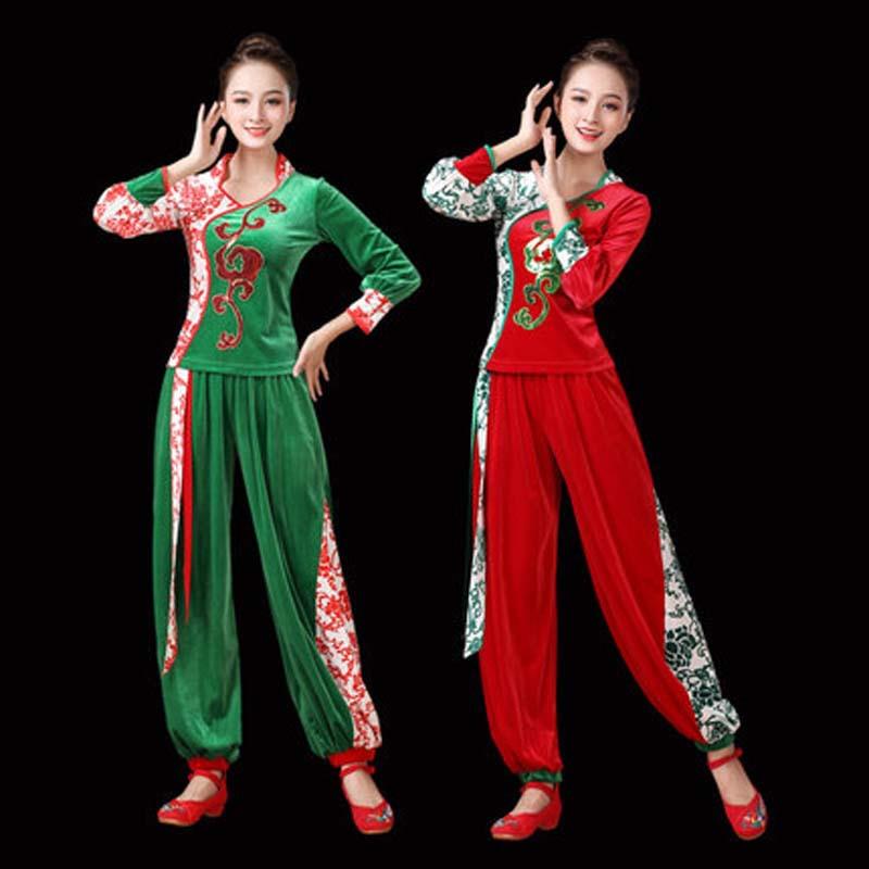 秋冬金丝绒中老年广场舞运动表演服装