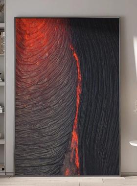 现代轻奢艺术高级肌理感红色抽象挂画客厅沙发背景墙黑色沙发壁画