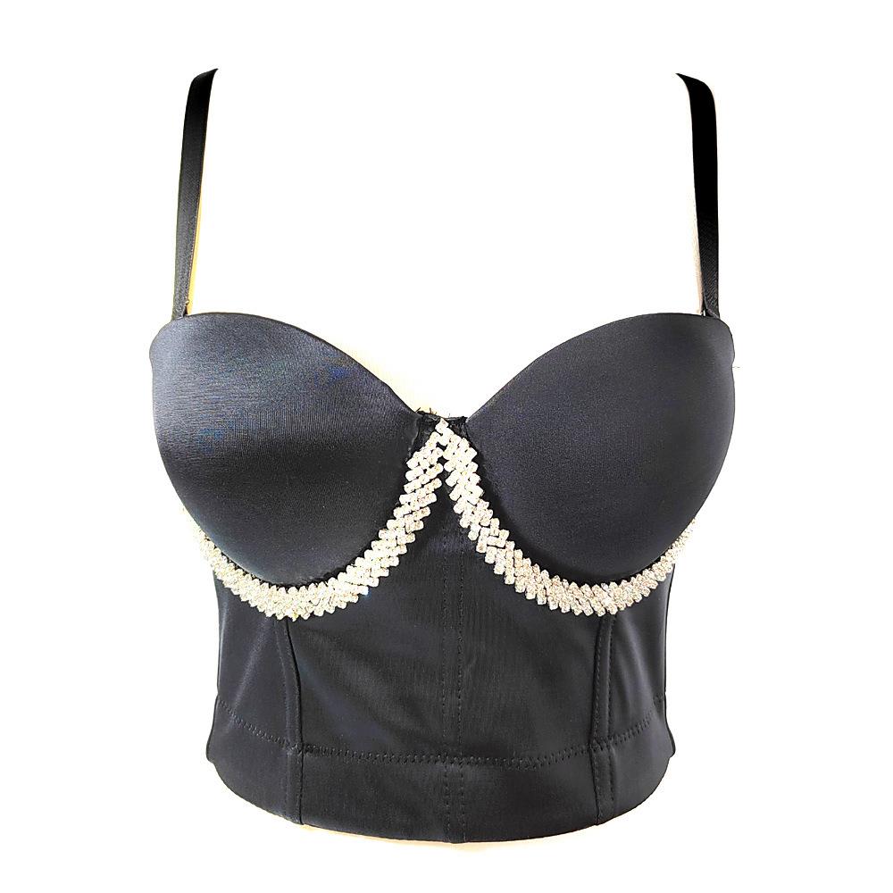 Vest-style rhinestone bra to prevent exposure body shaping