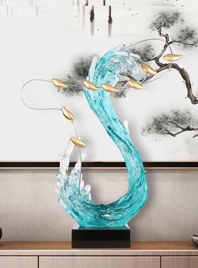 透明仿琉璃工艺品酒店家居装饰品雕塑摆件抽象树脂玄关艺术品摆饰
