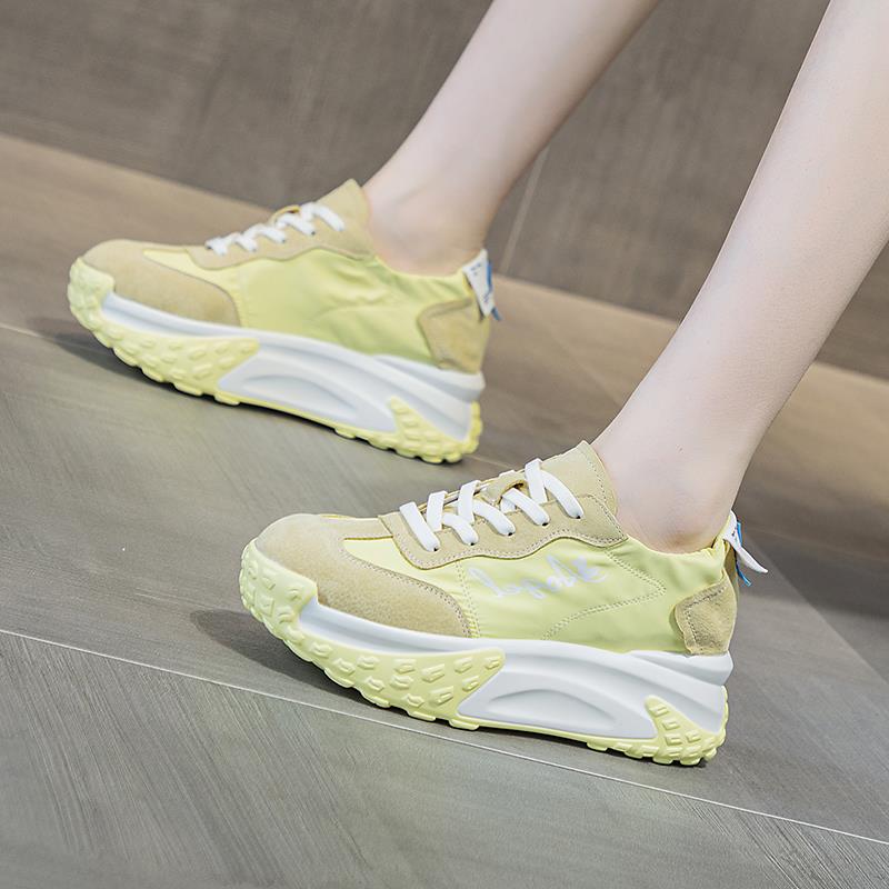 韩国潮牌老爹鞋女2025春季新款显脚小码厚底内增高阿甘运动休闲