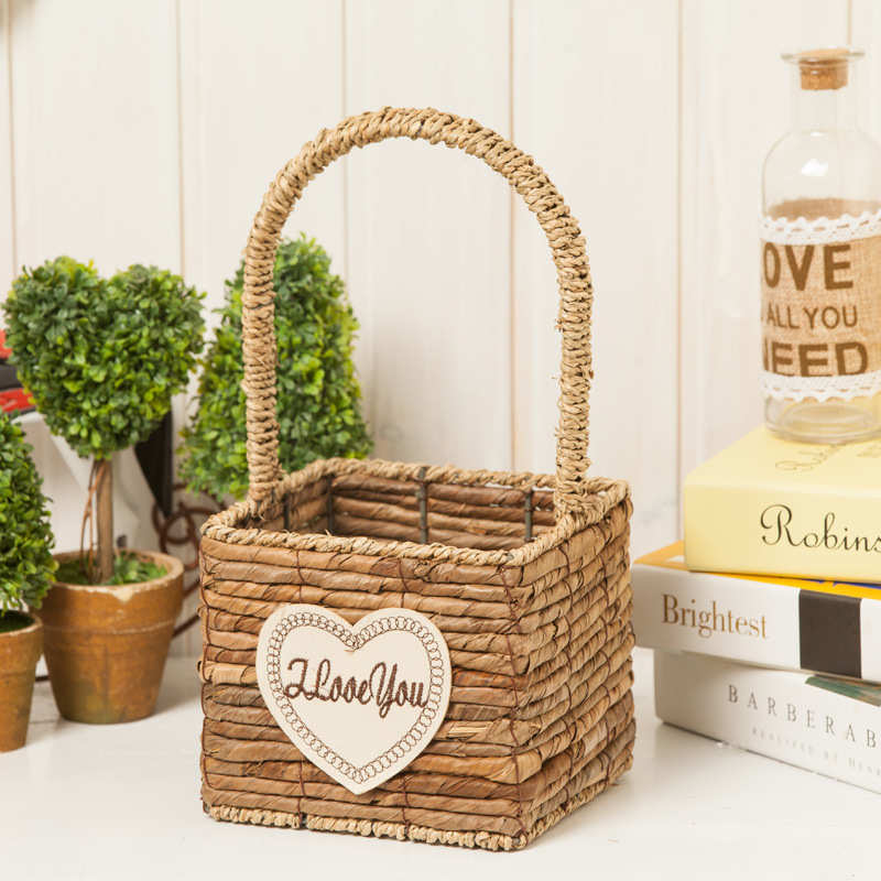 工厂店欧式花篮创意藤编插田园纯手工草编田园手提篮子绿植多肉花