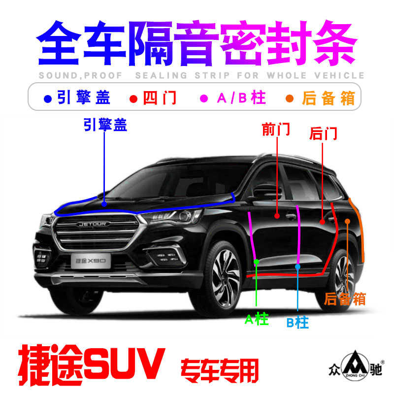 捷途X70/X70S/X90PLUS/X95车门隔音密封条防尘降噪加改装配件装饰