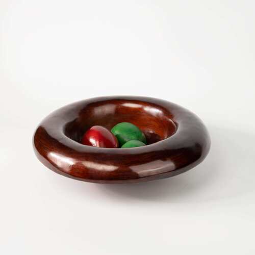 意式创意简约中古果盘法式枣红果盘原型样板房客厅茶几装饰品摆件