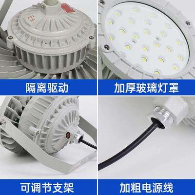沈防BLED-8612灰色国标LED防爆工矿灯投光灯加油站仓库厂房化工厂