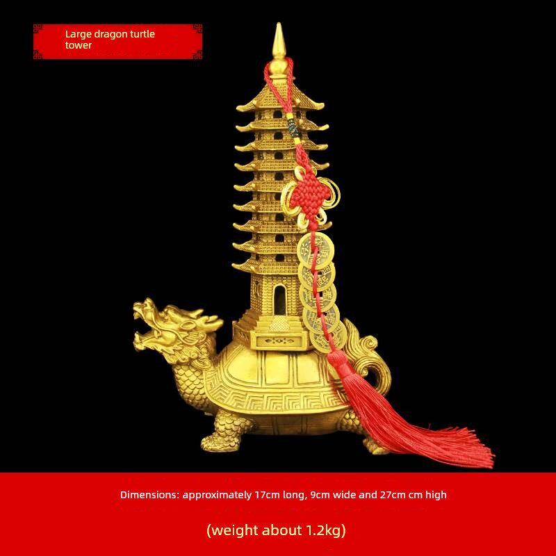 黄铜龙龟文昌塔摆件龙龟摆件九层文昌塔客厅书房办公室家居摆件纯