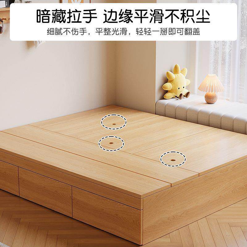实木床现代储物简约双人床小户型无床头收纳榻榻米宿舍单人床包邮