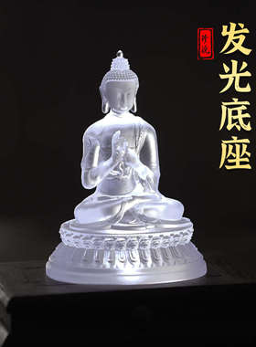 琉璃绿度母药师佛佛像加高实木led发光底座摆件长方形工艺品带灯