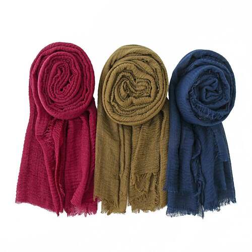 Cotton headscarf wrinkled fur edge women