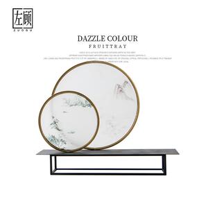 新中式金属亚克力山景摆件客栈酒店样板间售楼处书房玄关软装饰品