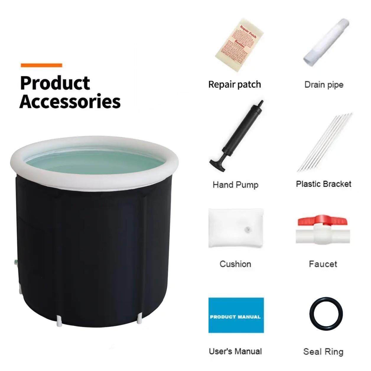 跨境便携折叠户外冰浴桶浴缸气圈浸泡冰浴缸带排水管ice bath tub