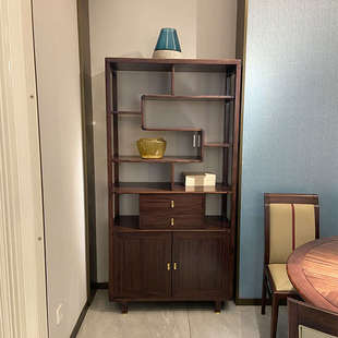 免费定制新中式实木乌金木博古架多宝阁禅意古董架客厅隔厅柜装饰