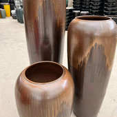 新中式 手工落地大号花瓶禅意花艺陶罐餐厅酒店别墅景观陶瓷缸坛子