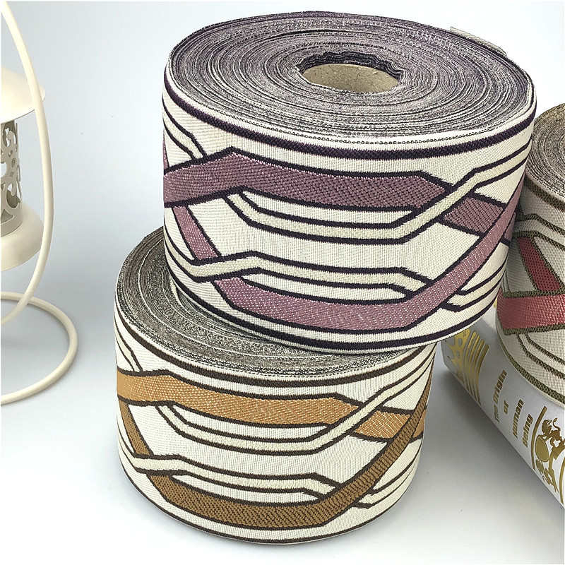 新款窗帘亚麻提花高密织带9公分 拼接侧边现代简约 条形25米/卷