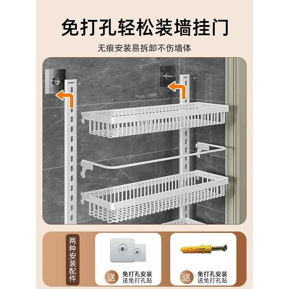 免打孔浴室门后置物架窄夹缝壁挂多层卫生间墙上收纳架子厕所新品