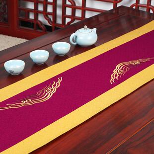 新中式禅意古典茶桌布餐桌布防水刺绣茶席茶台布艺长条茶几巾