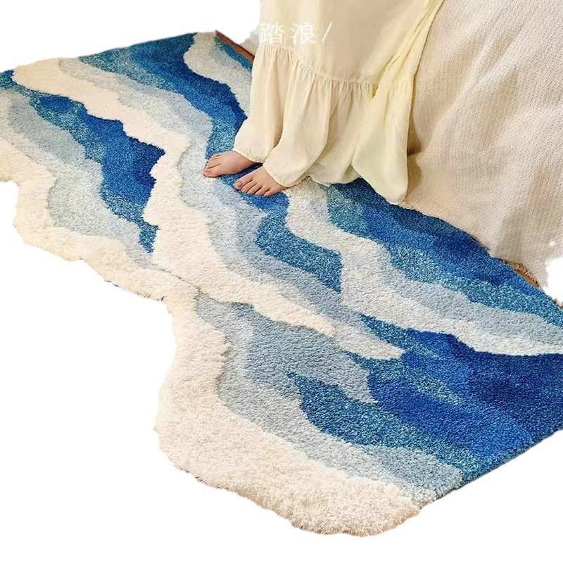 床浴室提花门口进门垫子多巴胺垫小簇绒植绒地高级卧室地毯吸水前