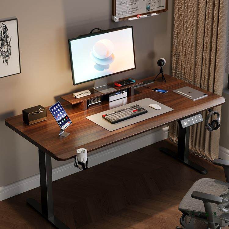 御云锦实木电动升降桌电脑桌学习桌书桌家用办公桌电竞桌子工作台
