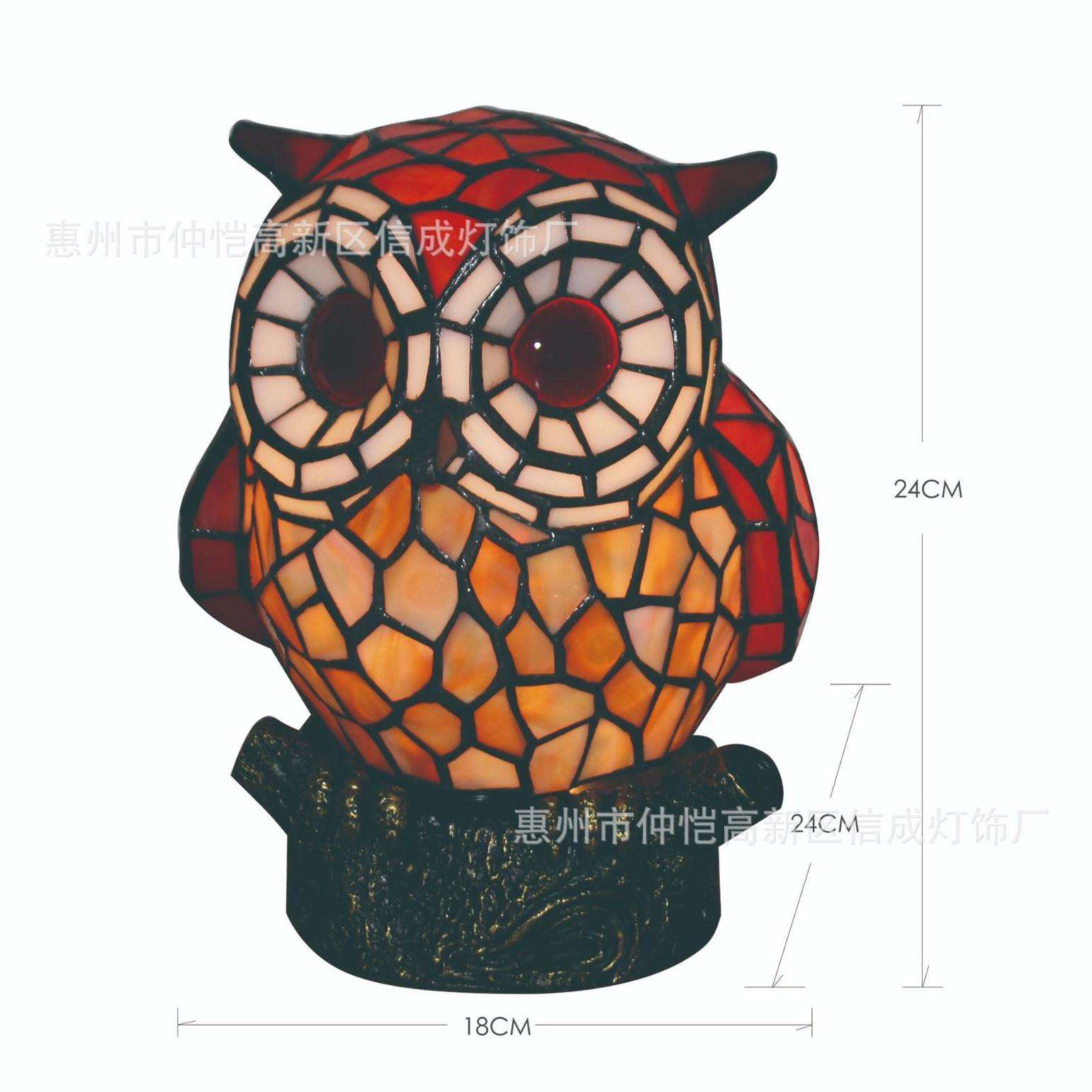 外贸跨境蒂凡尼大号猫头鹰台灯红色喜庆灯酒吧餐桌书房婚房氛围灯