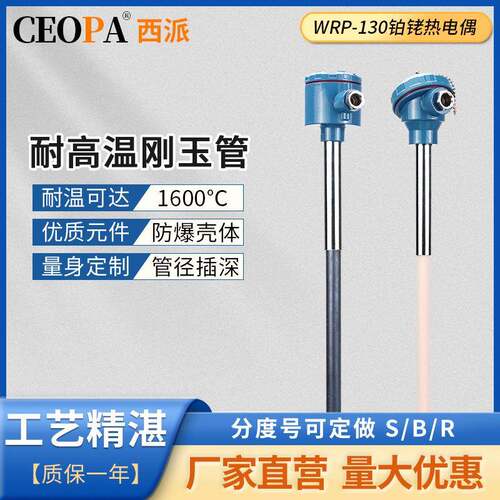 铂铑热电偶S/B/R型偶WRP-130防爆耐高1800℃温刚玉管 铂铑热电阻