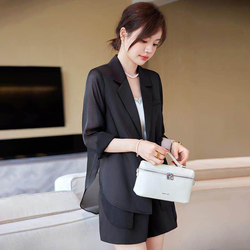潮牌时尚薄款小西装外套女2026新款夏季修身高级感防晒衣西服套装