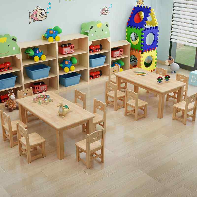 幼儿园专用实木桌椅儿童学习实木桌子早教桌手工桌可书写组合桌椅