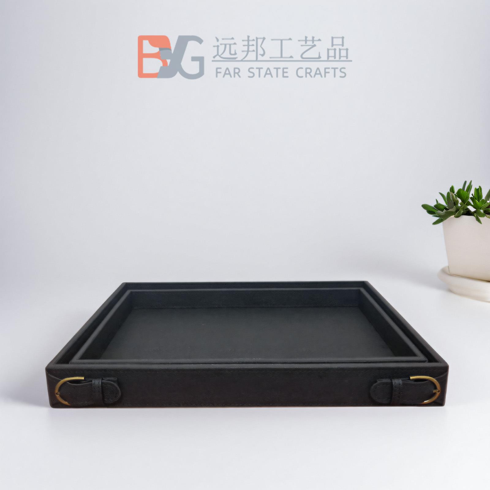 新中皮质式装饰托盘轻奢长方形茶样板间桌SAU家用客面厅收纳盘盘