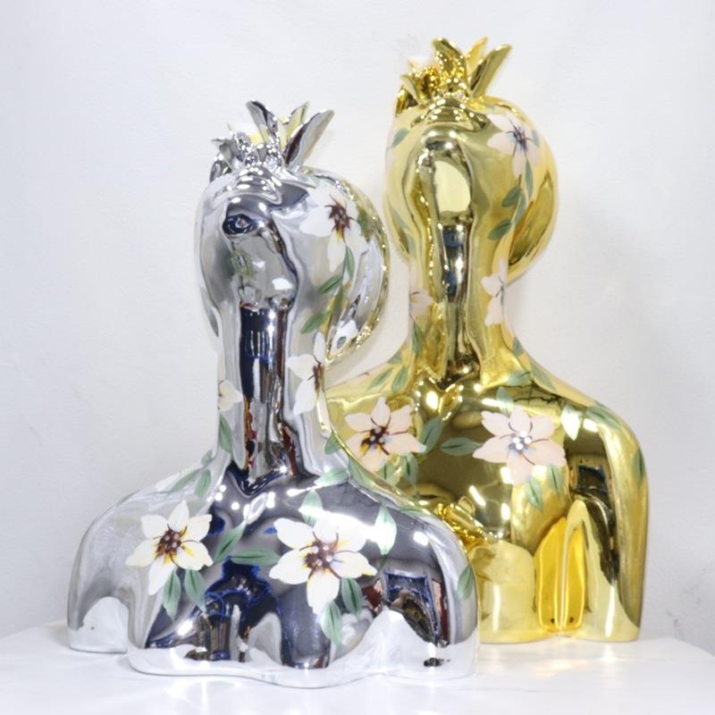 抽象人物术UOY雕塑摆件创意店塑酒样板房设计作品女人花艺雕桌面