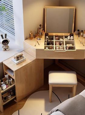 实型RLX木转角三形梳妆角台简约收纳书桌一体小户卧室墙角化柜妆