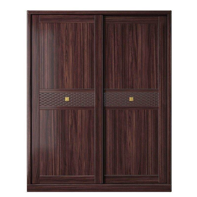 衣柜新中式乌金木实木衣柜多功能大容量推拉衣柜现代简约卧室衣橱