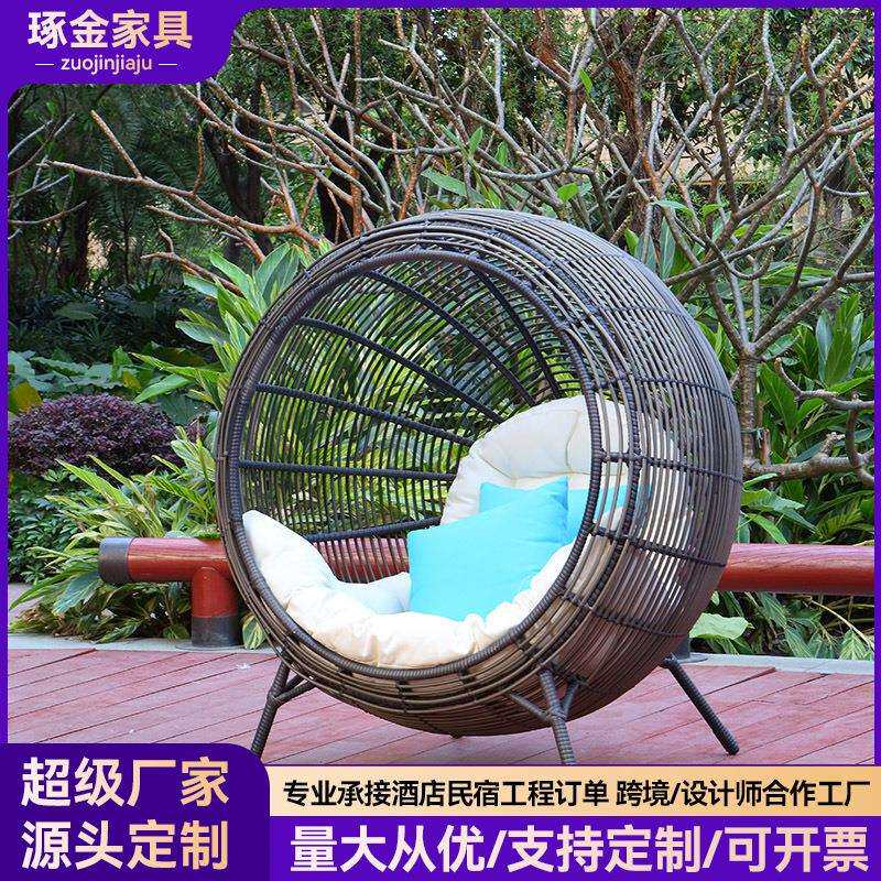 户外藤编鸟巢吊篮庭院吊椅别墅户外落地秋千别墅酒店藤艺花园秋千