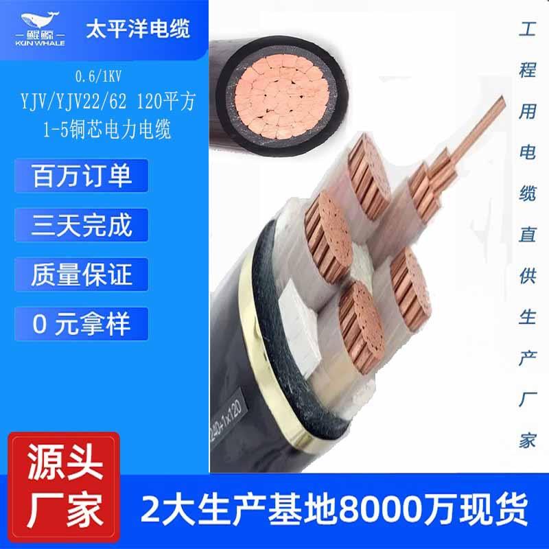 低压铜芯电力电缆4+1芯yjv22 4*70+1*35平方铠装电缆价格