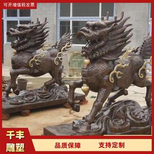 酒店铜神兽2.6米纯铜独角兽雕塑大型铸铜麒麟纯铜麒麟