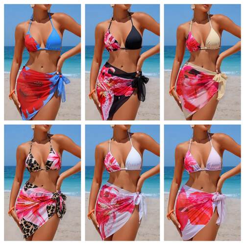 Ladies' Split Yarn Skirt Three Beach Bikini Swimsuit