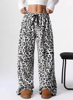 Women'S Casual Cartoon Bear Pattern Drawstring Elastic