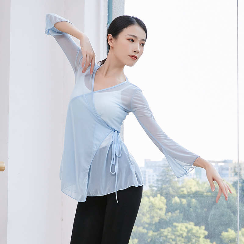 开衫系带古典舞蹈练功服喇叭袖艺考专业表演服女罩衫舞蹈纱衣新款