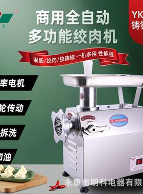 君子兰齿轮款22型半钢不锈钢电动绞肉机台式商用绞肉机绞牛肉羊肉