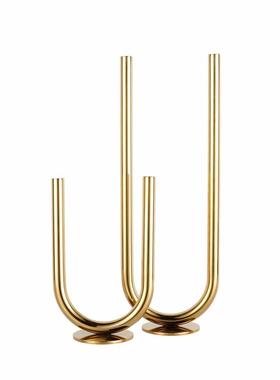 U型烛台后现代奢华样板房餐厅创意摆件欧式简约金属装饰工艺品