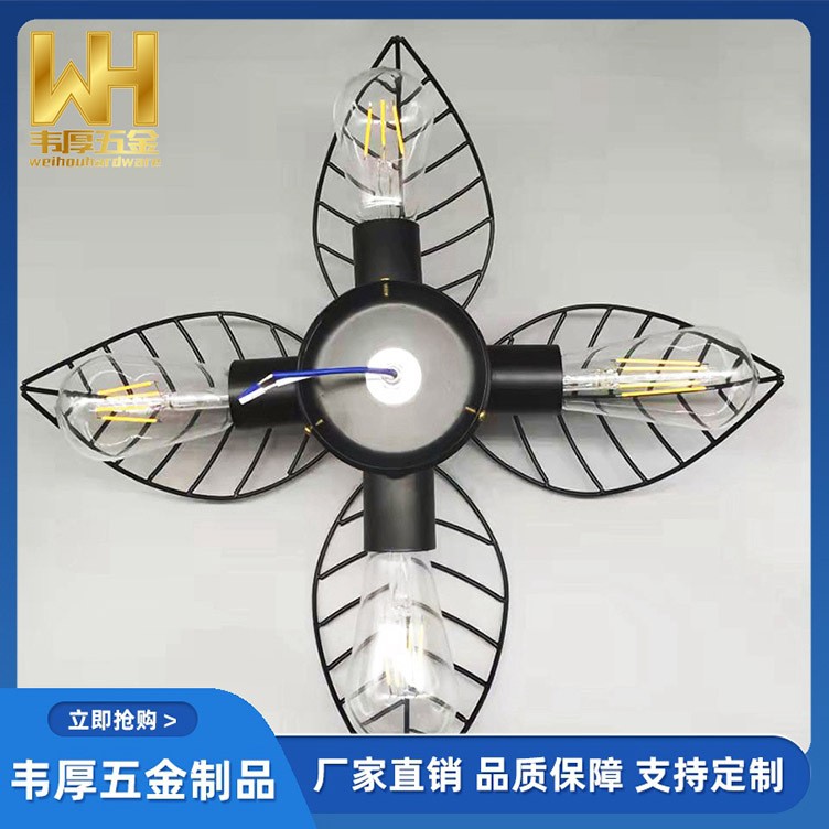 美式复古工业风扇灯 创意个性过道楼梯客厅餐厅户外阳台铁艺吊灯图片