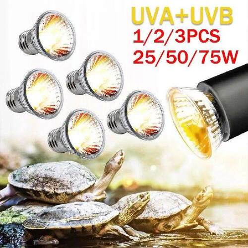 1-3pcs Reptile Lamp 25/50/75W UVA+UVB 3.0 Pet Heat Lamp