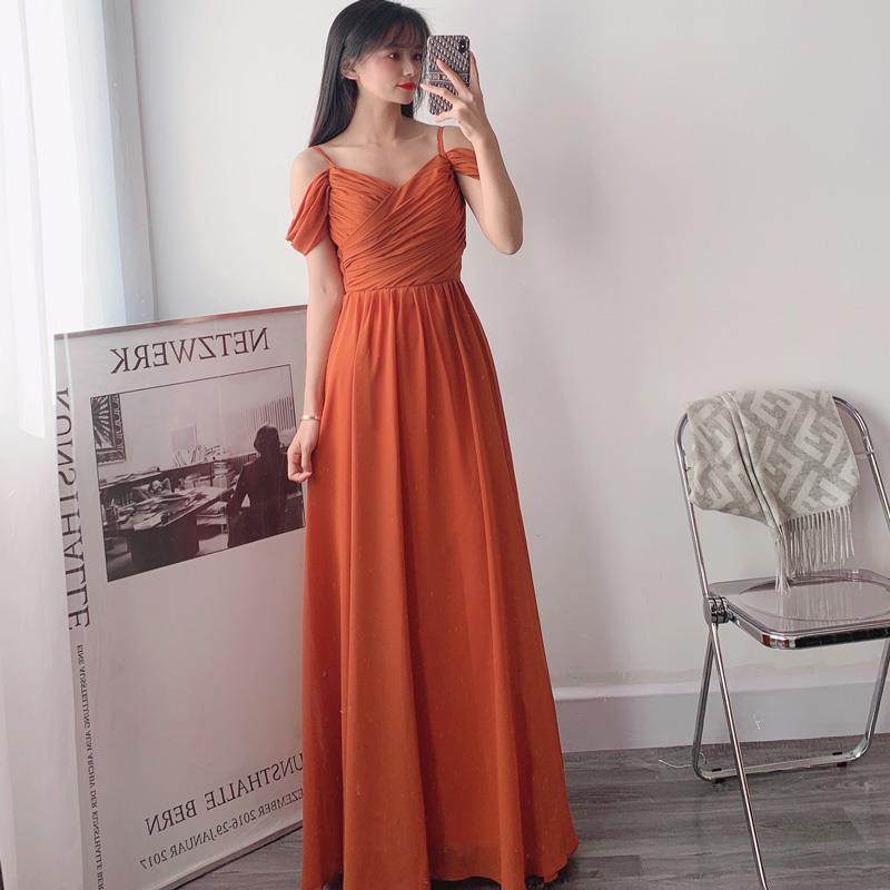 正品伴娘礼团服女演出主持长服款雪纺姐妹瘦显闺蜜小礼服伴娘礼修