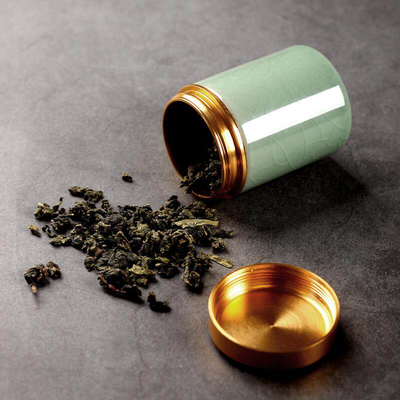 居家茶叶罐铁罐盖陶瓷密封罐小号普洱红绿茶叶包装送礼品龙井便携