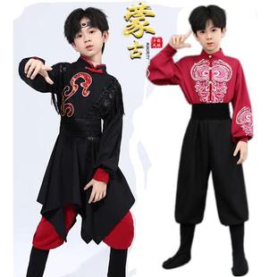 达斡尔族服装儿童蒙古服族演出服白马舞筷子舞现代舞服装长袖男童