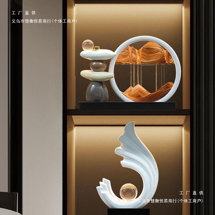 流沙画摆件客厅电视柜酒柜玄关轻奢装饰品办公室红酒架绢花通用无