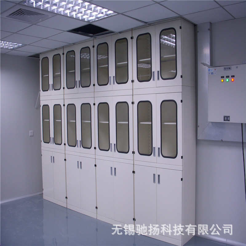 生产定制全钢器皿柜 上下两层 上玻璃下柜门 不锈钢合页 带积液盘