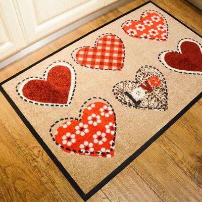 科洋心形橡胶地垫卧室客厅入户玄关地毯除尘防滑脚垫logo doormat