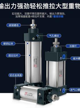 小型气动SC标准气缸大推力125/160/200X25X50X75X100X200X750X900